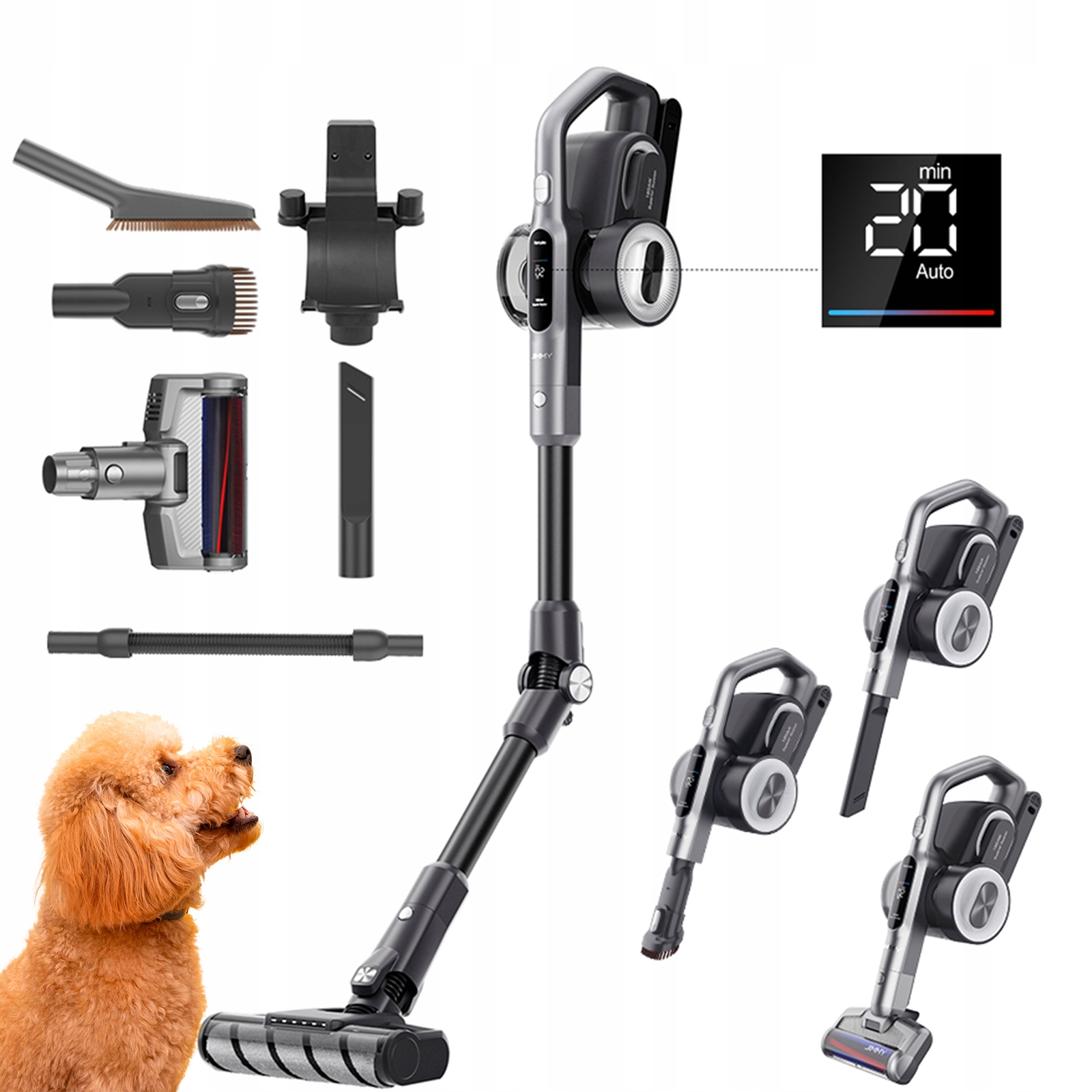 5 W 1 Odkurzacz pionowy bezprzewodowy Jimmy H8 Flex 185AW 550W Led