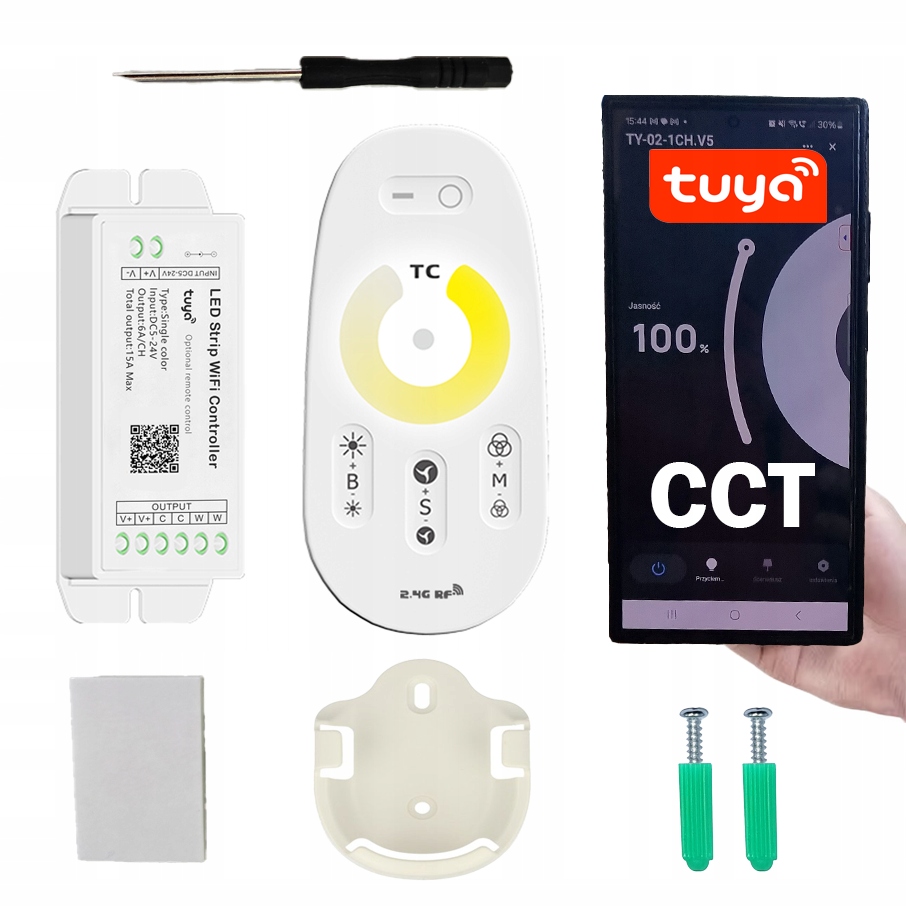 Ovladač stmívače pro Led pásky Cob Cct Dálkový Ovladač Radiový Wifi Tuya Aplikace