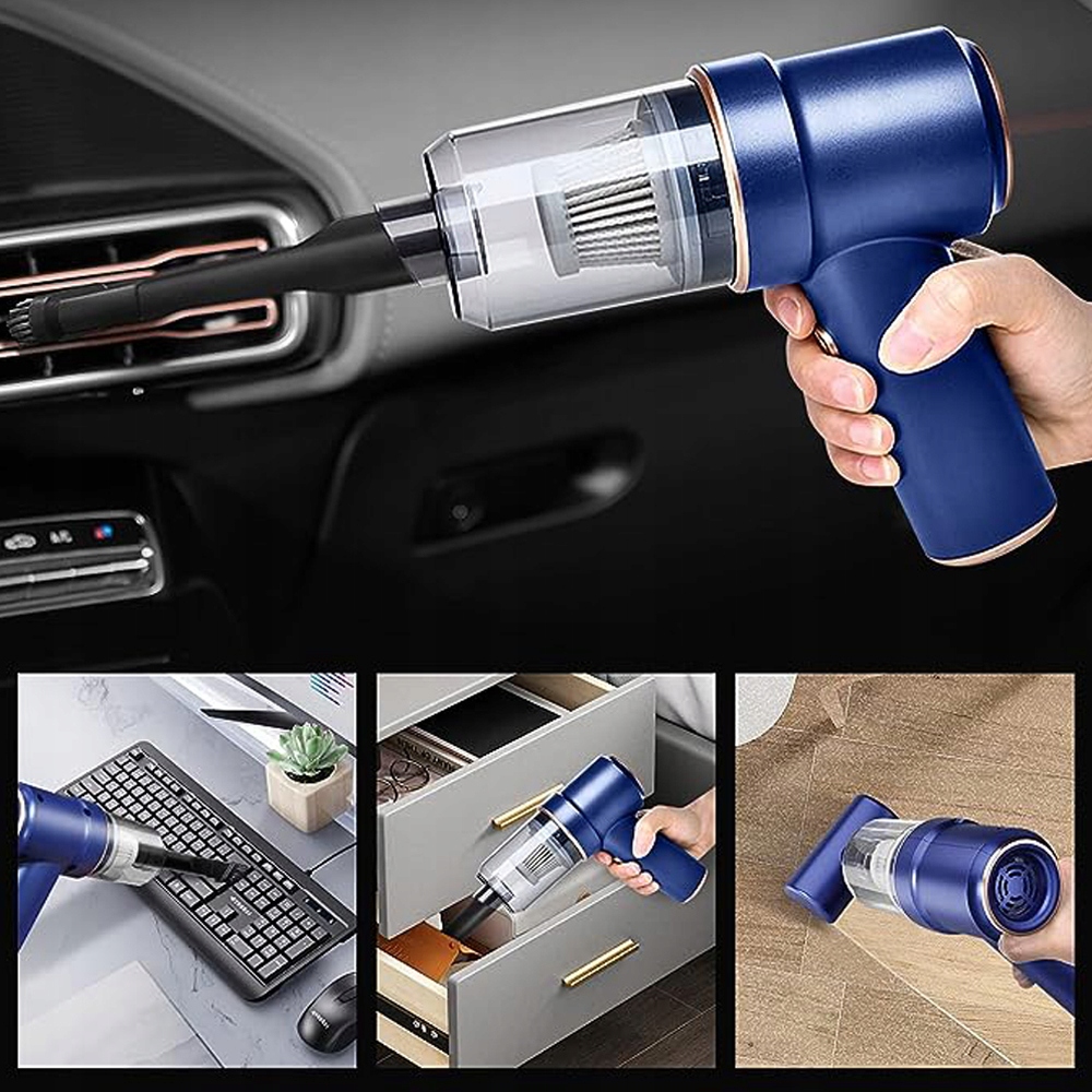 BEZPRZEWODOWY RĘCZNY ODKURZACZ SAMOCHODOWY MOCNY Kolor dominujący niebieski