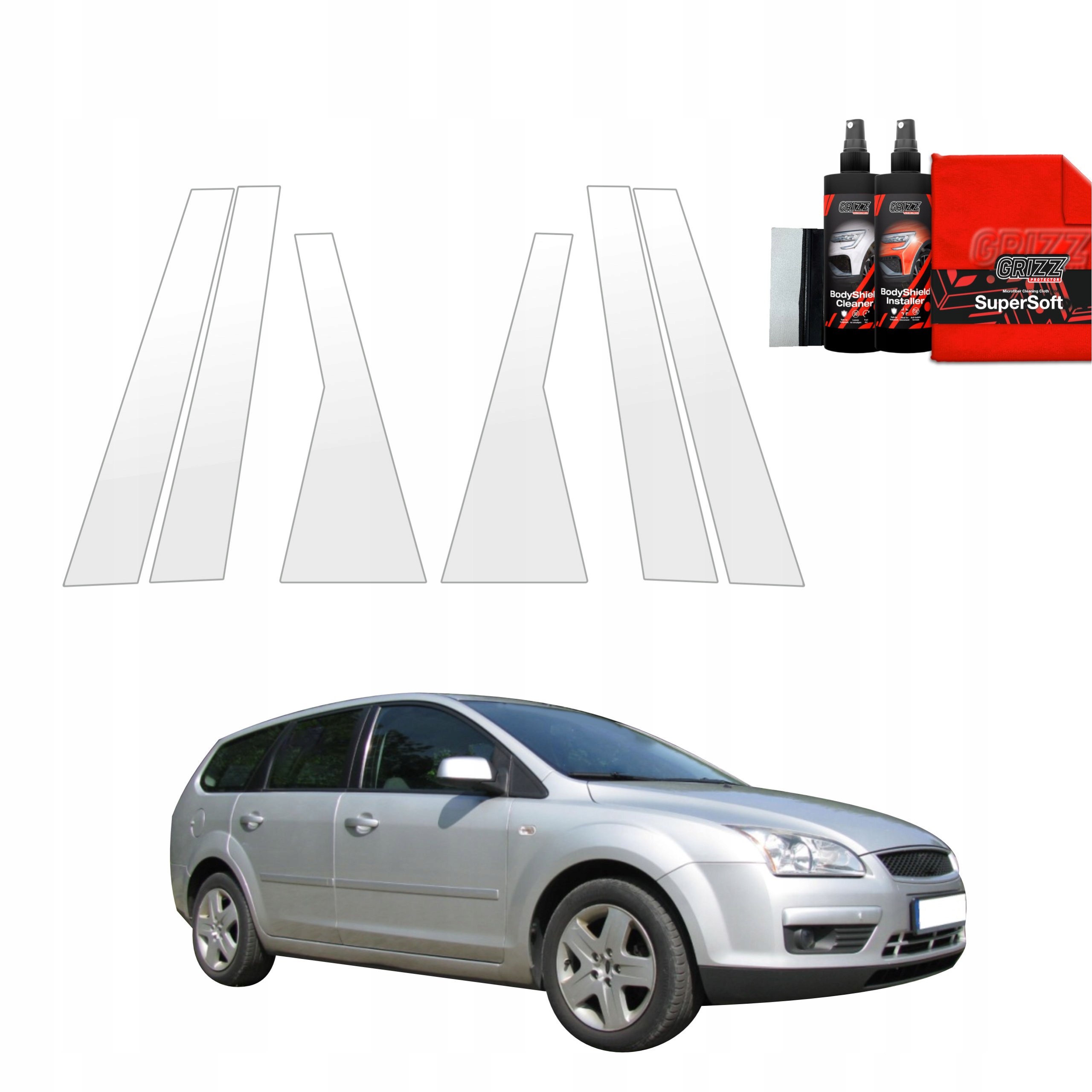6v1 Fólie na sloupky pro Ford Focus Mk2 Kombi (2004-2007)