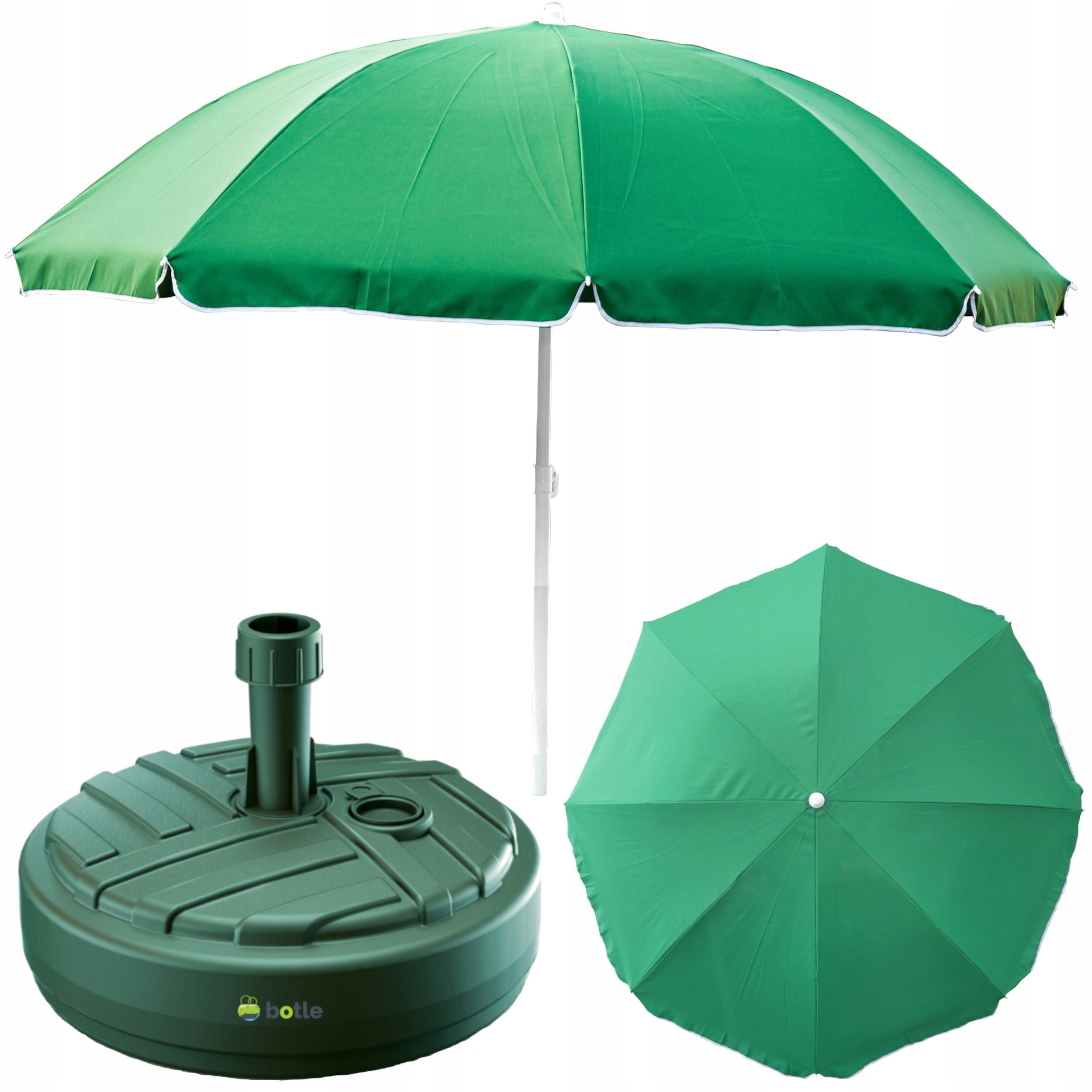 Parasol ogrodowy plażowy 240cm duży łamany z podstawą stojak okrągły zestaw