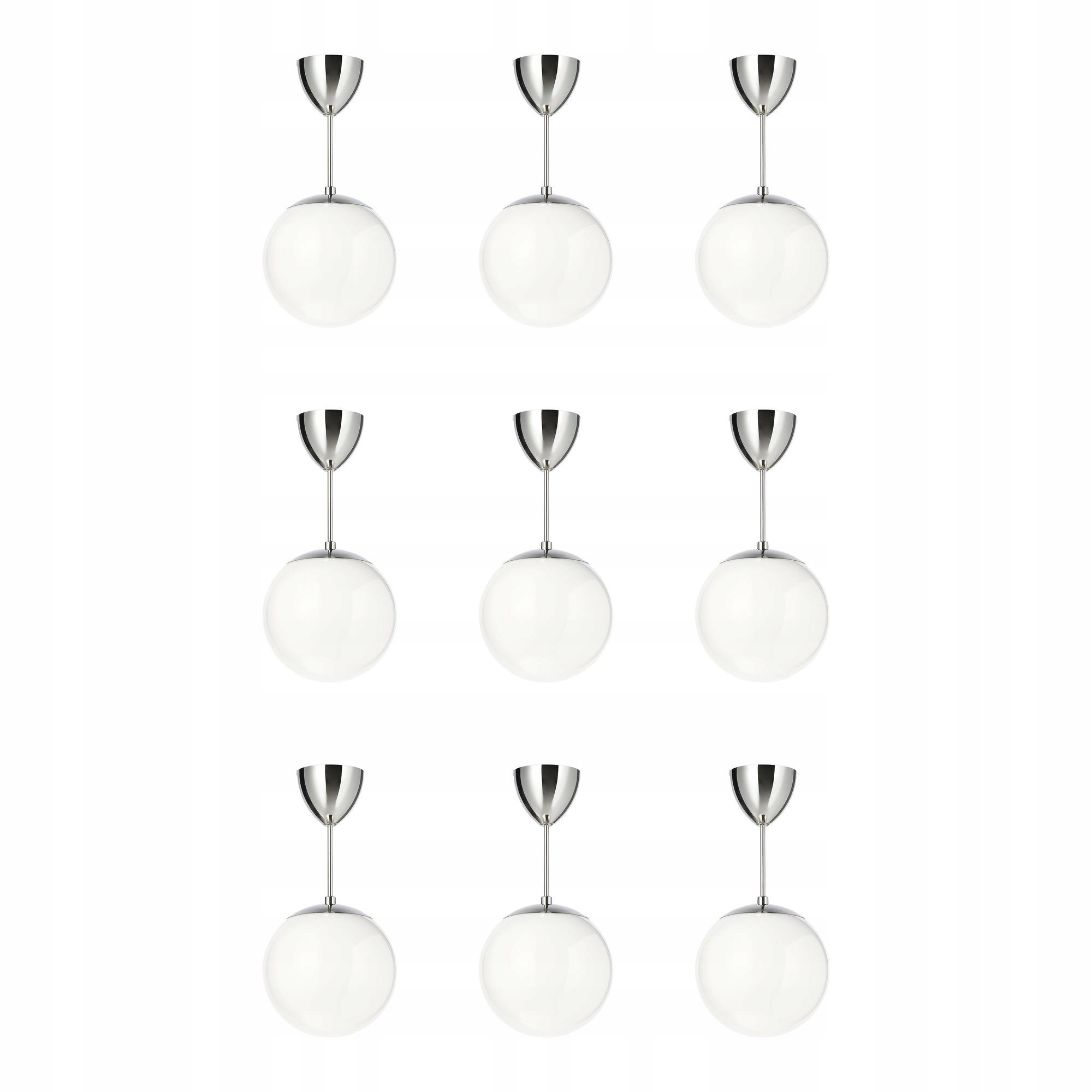 9 szt. Lampa wisząca Holjes biały 25 cm ręcznie dmuchane szkło