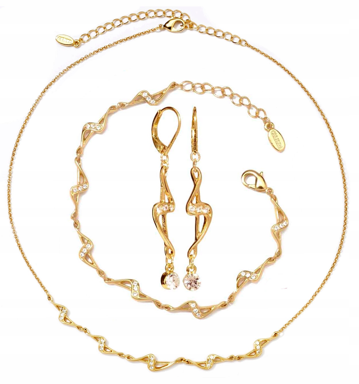 Komplet Zlatých Jemných Šperků Swarovski, 3 díly, šperky Colibra