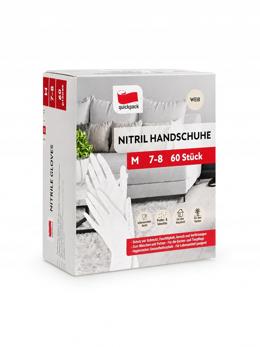 RĘKAWICE NITRYLOWE BIAŁE – 60 SZT. | ROZMIAR M (7–8)