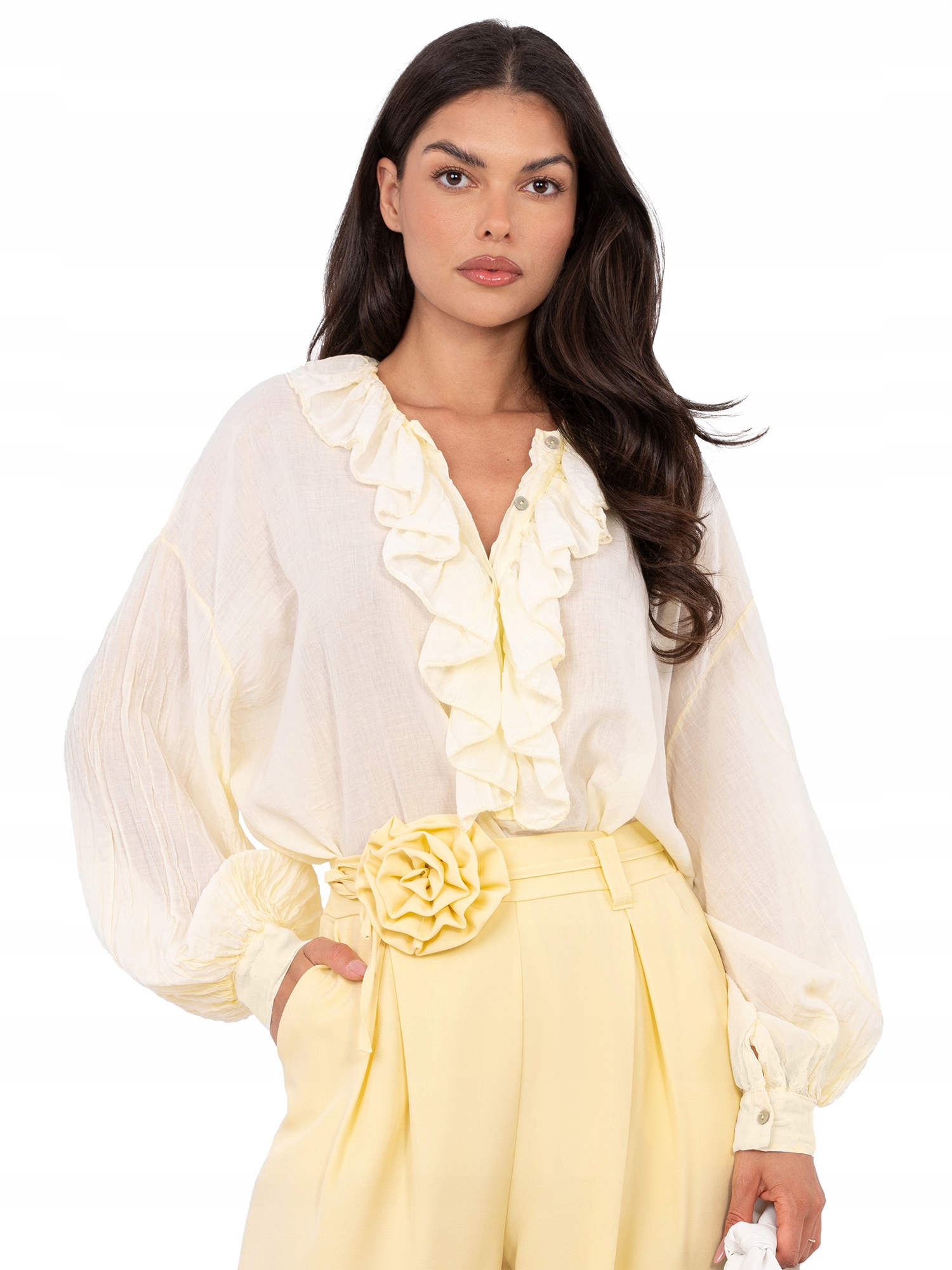 Bluzka Damska Koszulowa Bawełniana Boho z żabotem