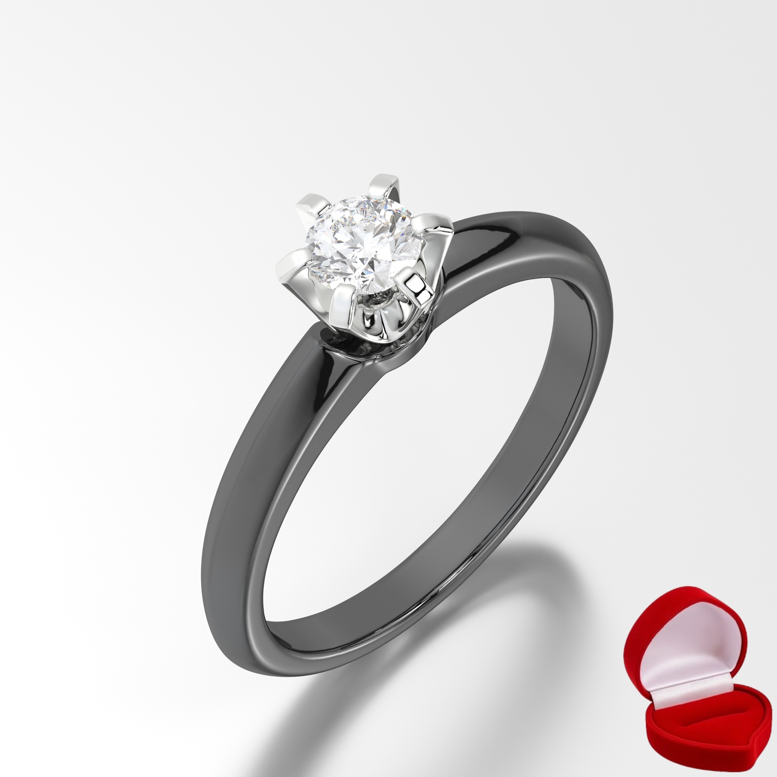 Zlatý Prstýnek Brylant 585 14k 0,19 ct Černé Zlato R21