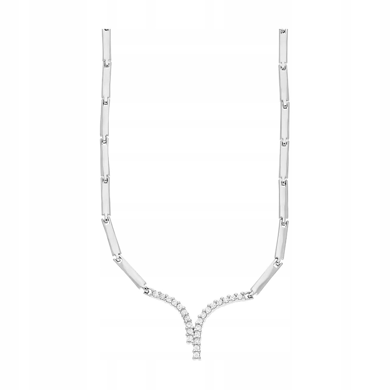 Dámský stříbrný moderní náhrdelník s zirkony a destičkami 925