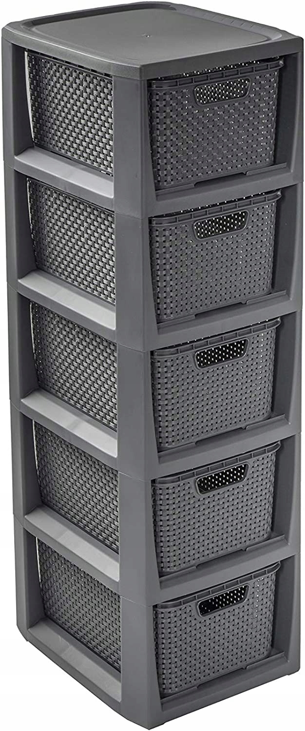 BRANQ - Regał łazienkowy - Rattan - 5x koszyki kosze - komoda słupek szafka Stan opakowania oryginalne