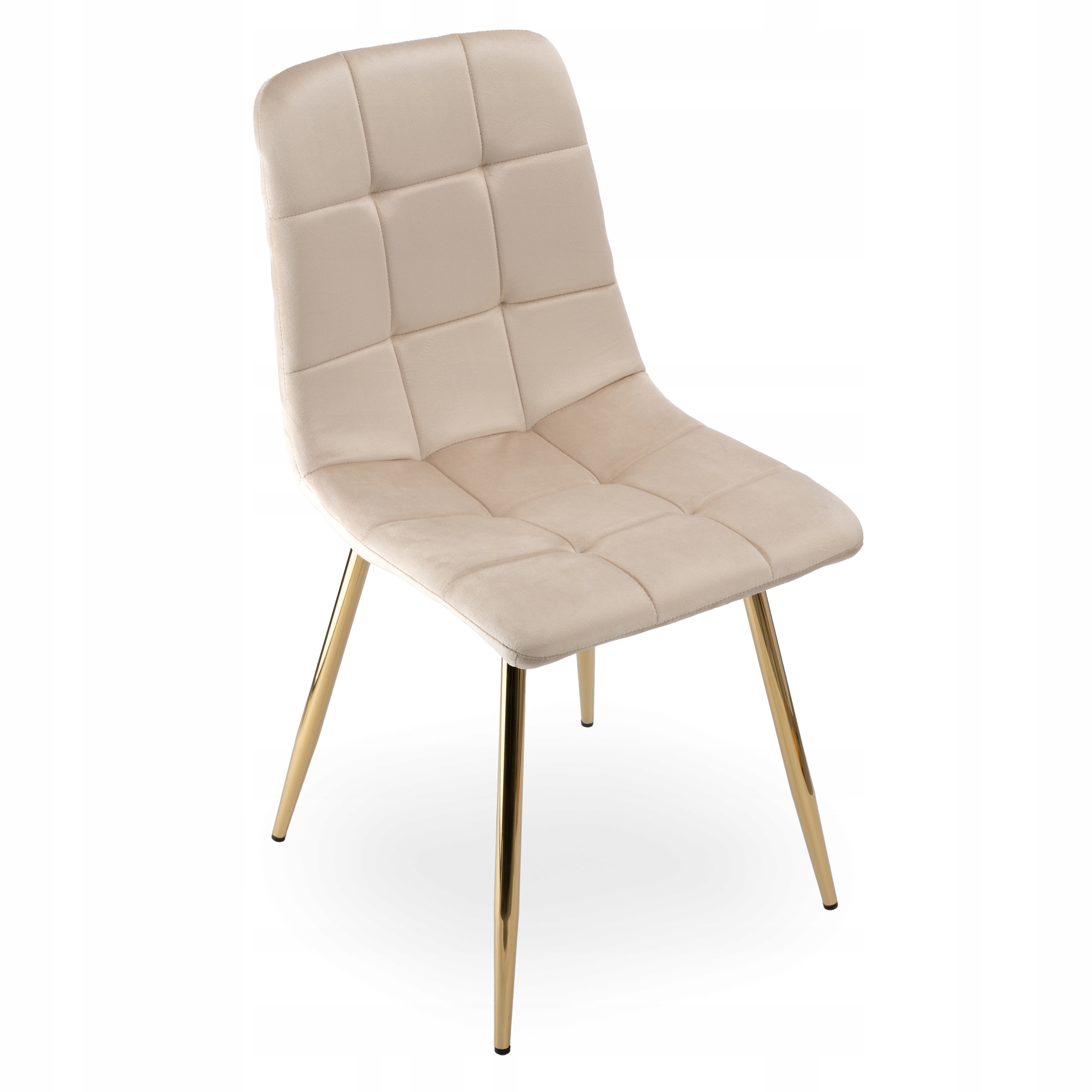 KRZESŁO PIKOWANE WELUROWE BEŻOWE TAPIECROWANE KUCHENNE DO SALONU JADALNI Wysokość mebla 86 cm