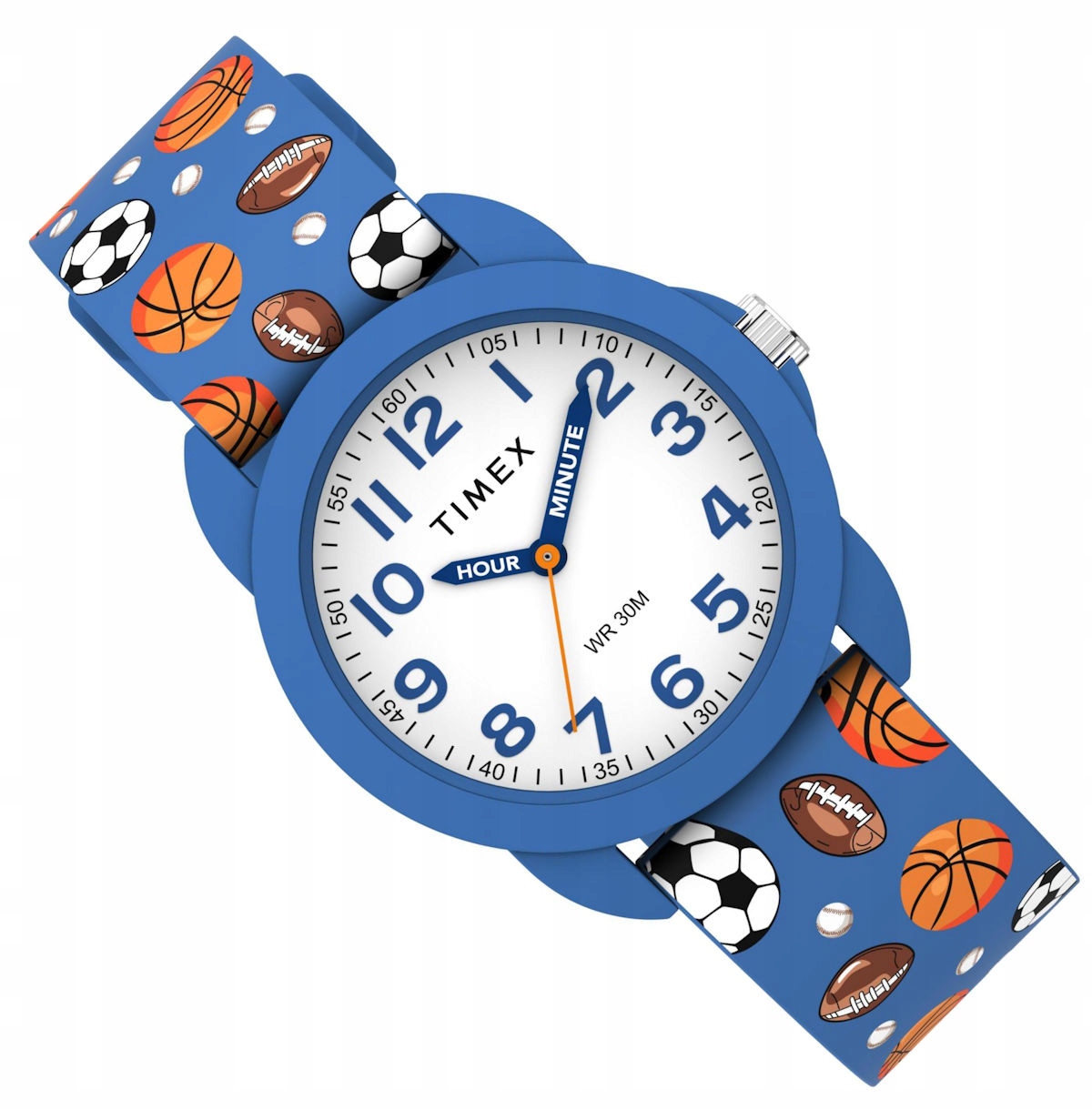 Čitelné Modré Dětské Hodinky Timex S Míčky TW2Y59900, Silikon