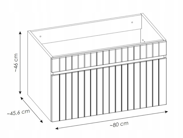 KASZMIROWA Szafka z UMYWALKĄ 180 cm RYFLOWANA Drzwi brak