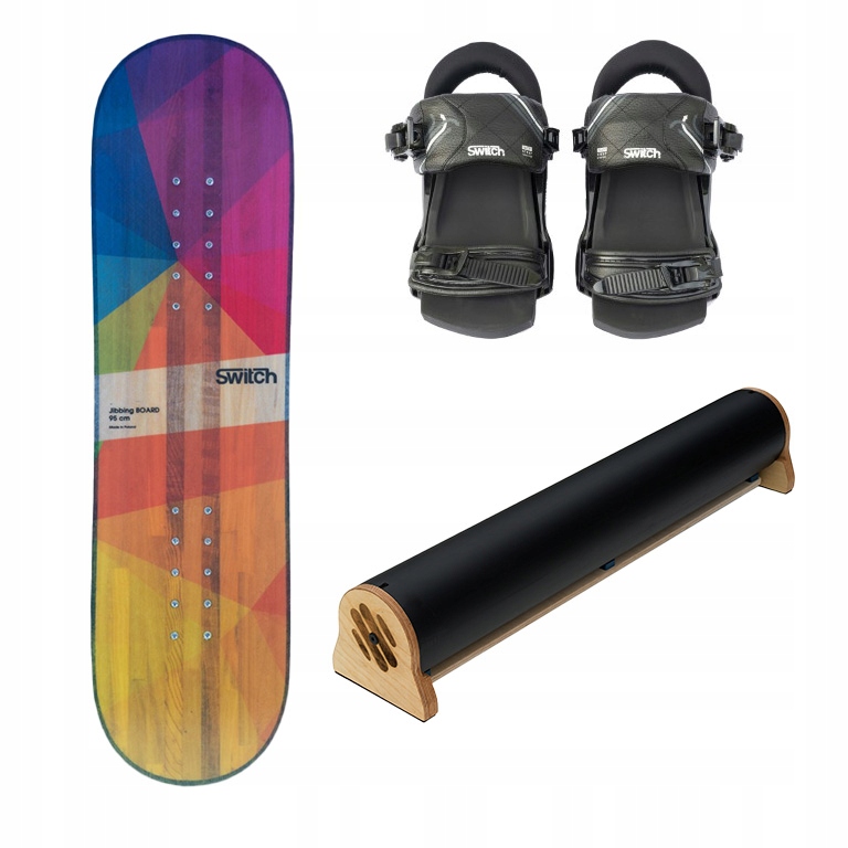 Tréninková trampolínová snowboardová deska 95 Switch+Vázání+Jibbing bar