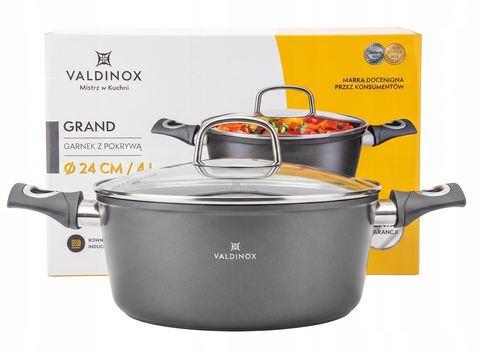 Hrnec indukční 4 l plyn s nepřilnavým víkem Valdinox Grand 24 cm