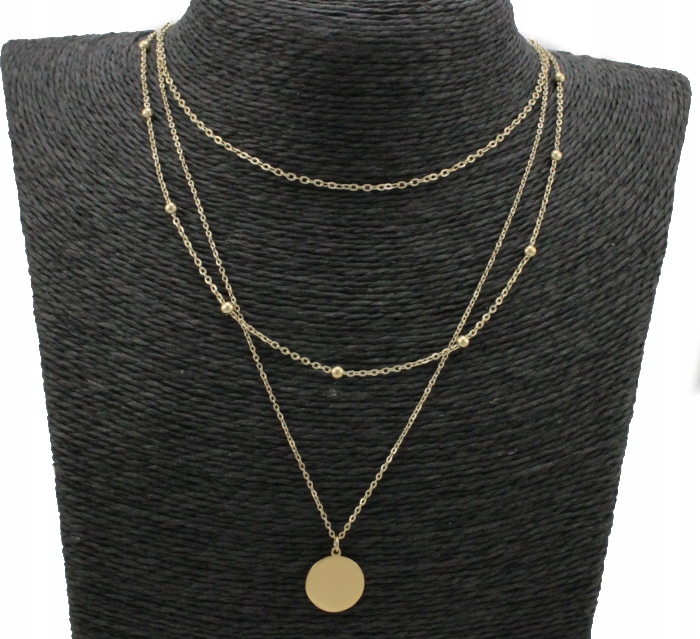 

Naszyjnik Złoty Potrójny Kółko Stal Chirurgiczna