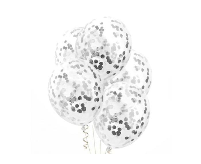 

Balon Lateksowy 30CM Z Konfetti Srebrnym 6SZT