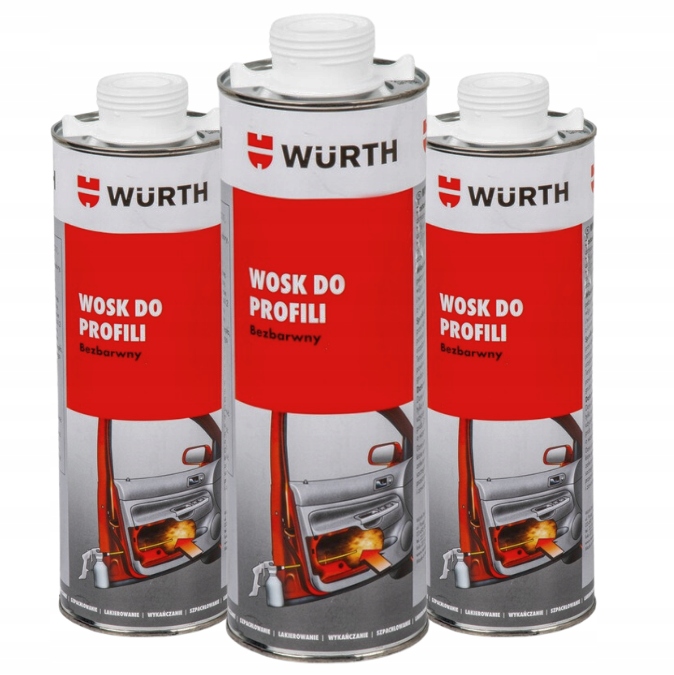 3x Wurth Bezfarebný Vosk Na Uzavreté Profily 1 L