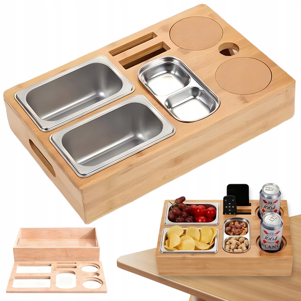 Bambusová Nádoba Na Svačinu Se 3 Miskami Z Nerezové Oceli