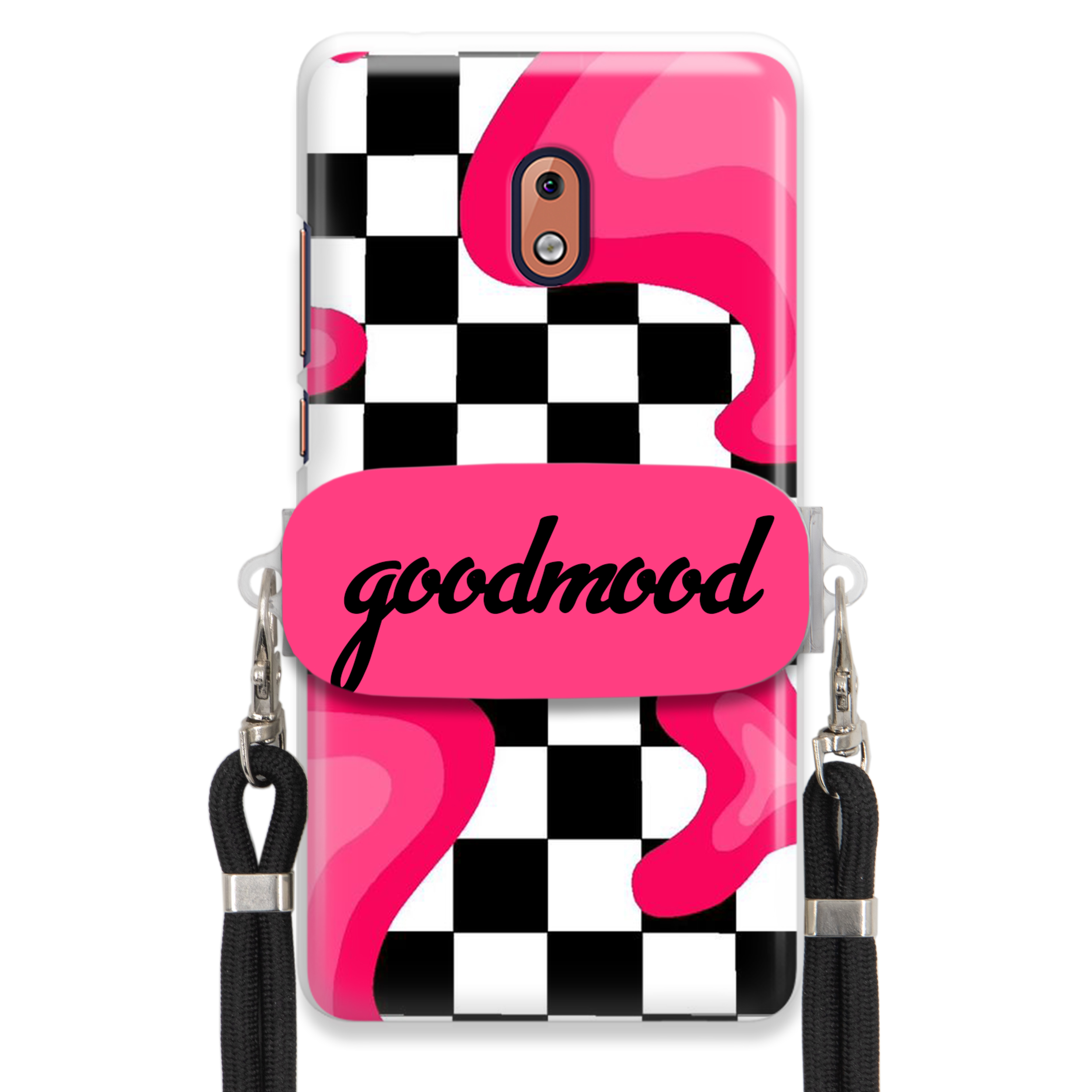 Puzdro Na Nokia 2.1 Sada Case Držiak Na Vodítko Čierna Pre Teenagerov Splash