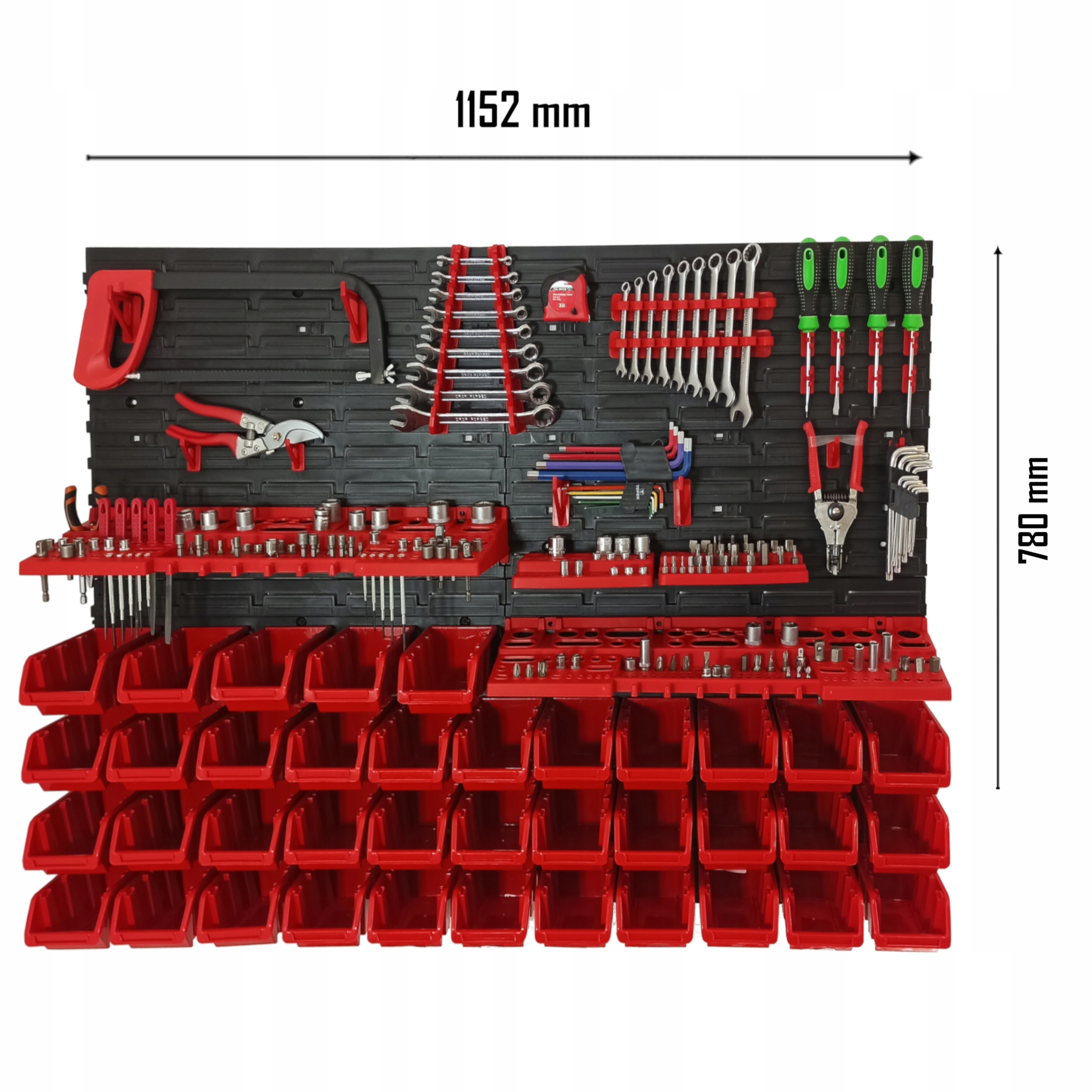 TABLICA NARZĘDZIOWA WARSZTATOWA 115x78cm 38 kuwet EAN (GTIN) 5904966040634