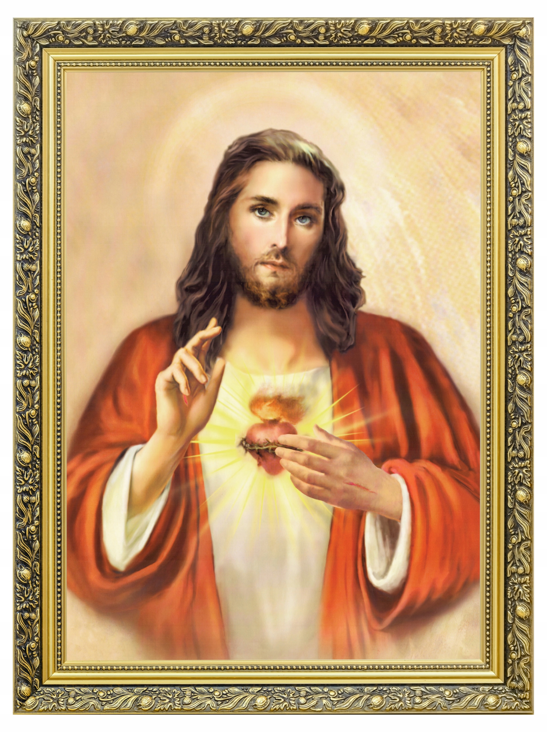 Obraz Na Plátně Srdce Ježíše Sakrální Obraz V Zdobeném Rámu 60x80