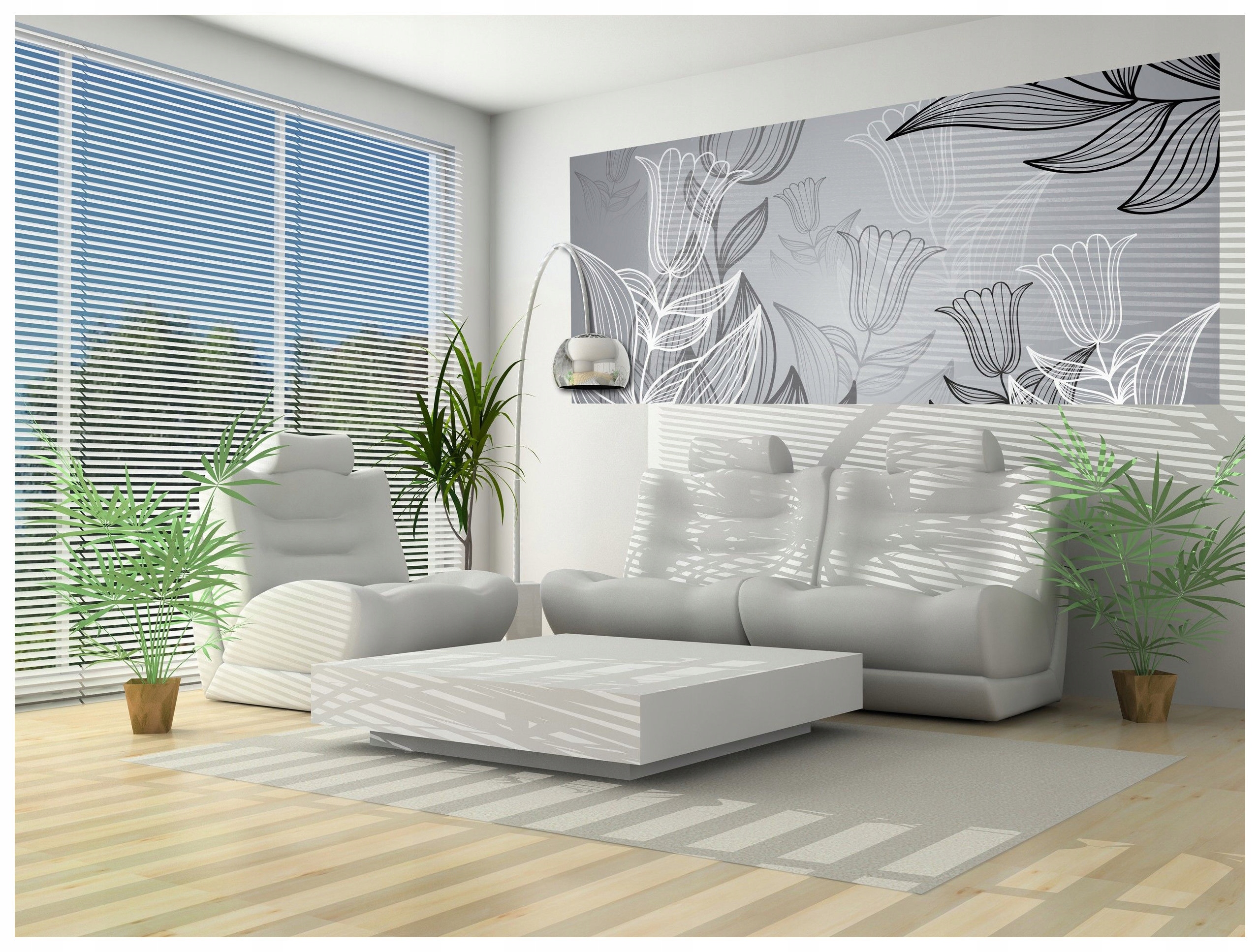 Fototapeta Tulipány Šedá elegance abstrakce obrys 250x104 lepidlo