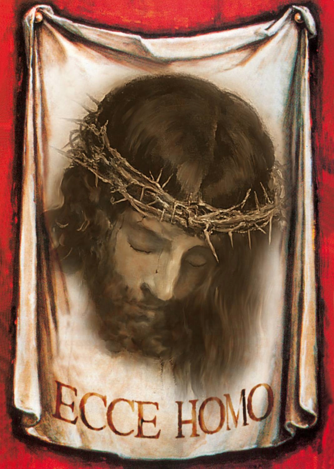 Banner Šátek Pozadí do Temnice Ecce Homo 100x70 Obraz Ježíše Hrob Páně