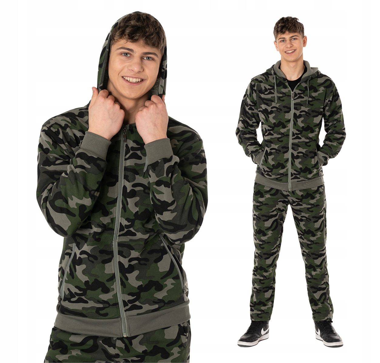 Ciepły Komplet Dresowy Męski Dres Moro Bluza Spodnie Ocieplany 9117-2 XXL