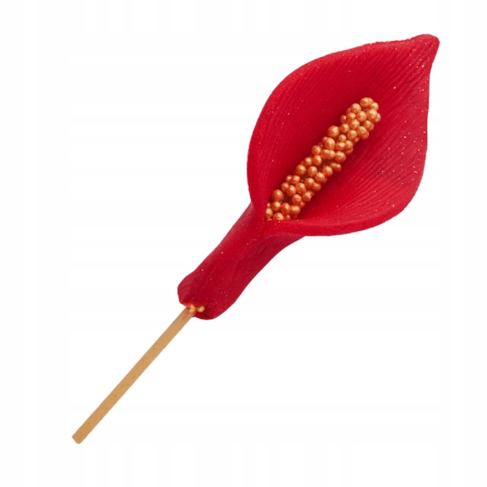 Kwiaty cukrowe na tort Anturium Czerwone 8x3cm 40szt