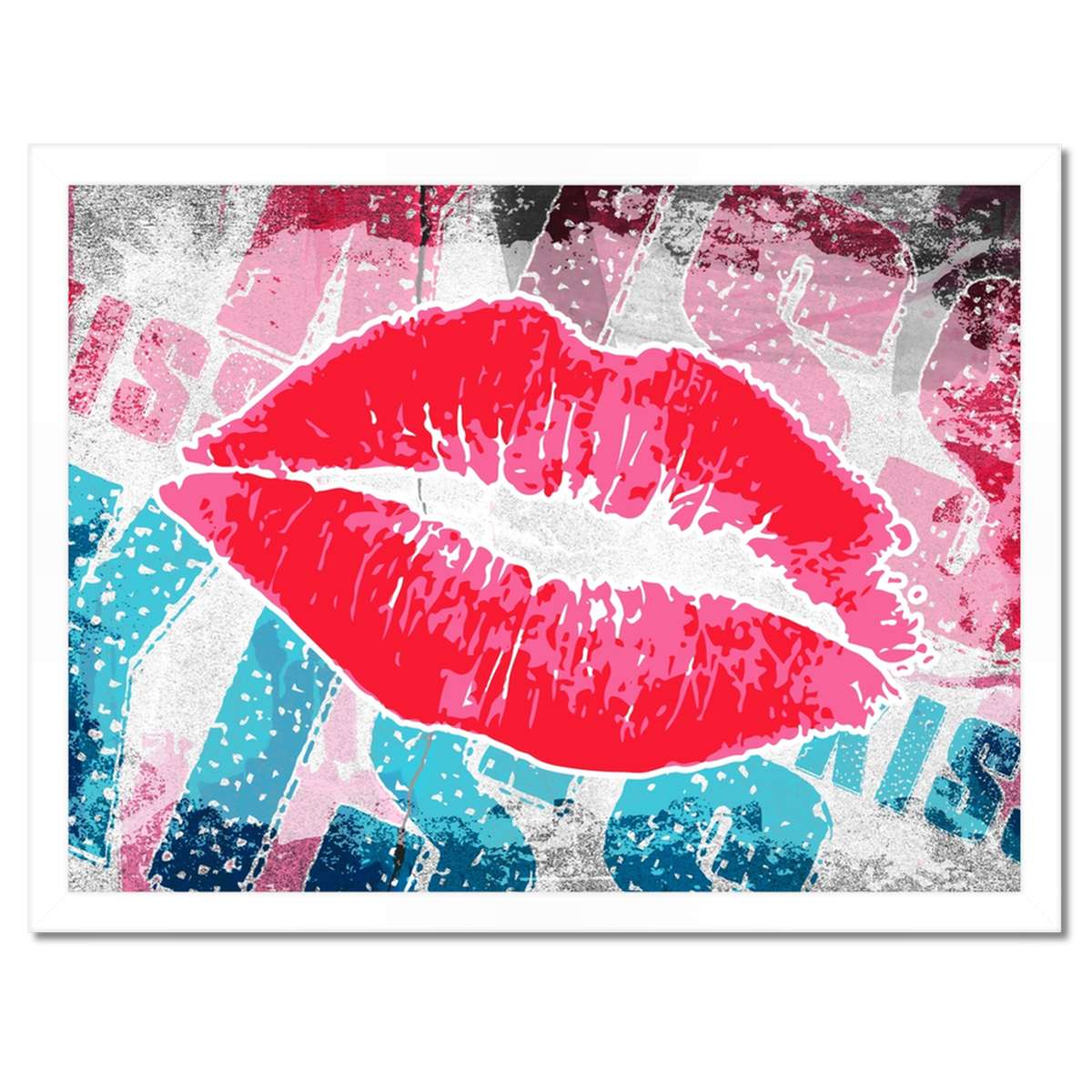 Plakáty v rámu 40x30 Lákavé rty Polibek Kiss