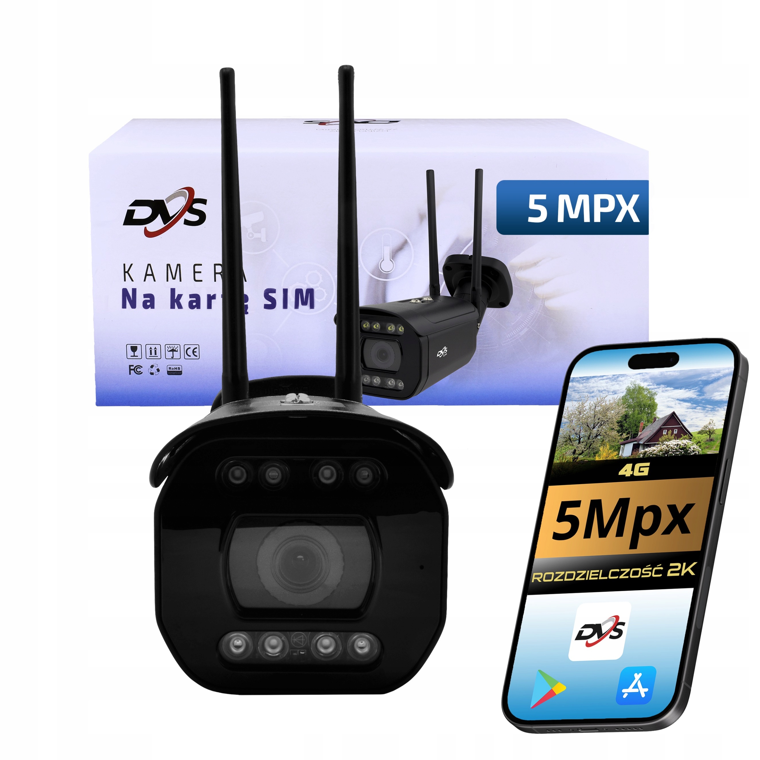 Bezdrôtová Kamera Na Sim Kartu 4g Lte 5Mpx Ir Led Upozornenia Push Dvs