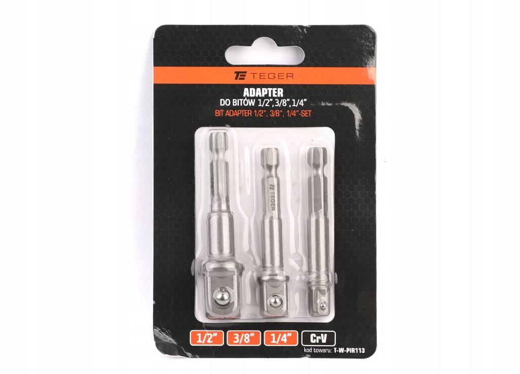 Adapter do bitów 1/2" 1/4" 3/8" zestaw Teger