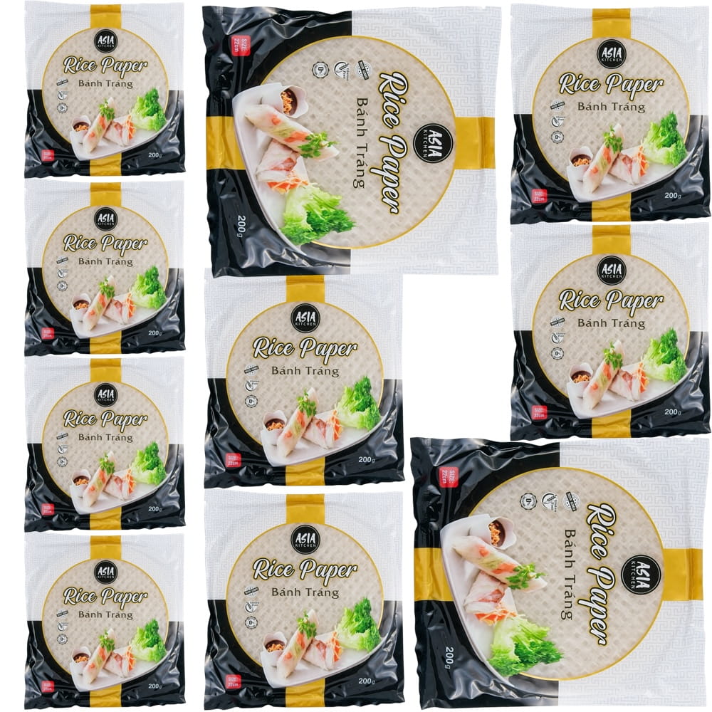 10x Vietnamský přírodní Kulatý rýžový papír na jarní závitky Rolls 22 cm 200 g