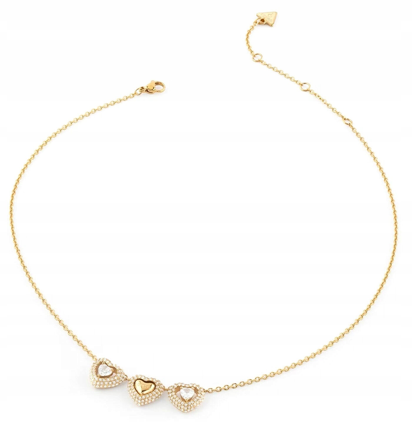 Ocelový Zlatý Náhrdelník Guess Beloved Křišťály Srdce JUBN05023JWYGT/U