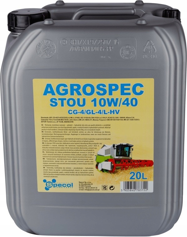 Olej Specol 10V40 20L Agrospec Stou CVG-4 227.1 228.1 228.3 Man 271