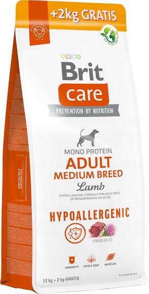 Brit Care Adult Medium Lamb Karma Z Jagnięciną Dla Psa 12kg 2kg