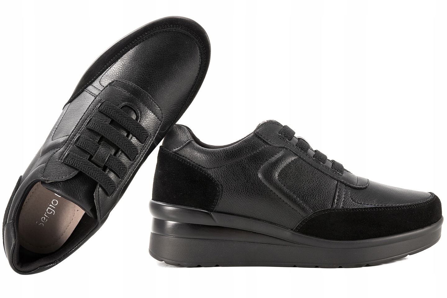 Sergio Leone PB236-S Dámské Polobotky Mokasíny Koturn Kůže černé 38