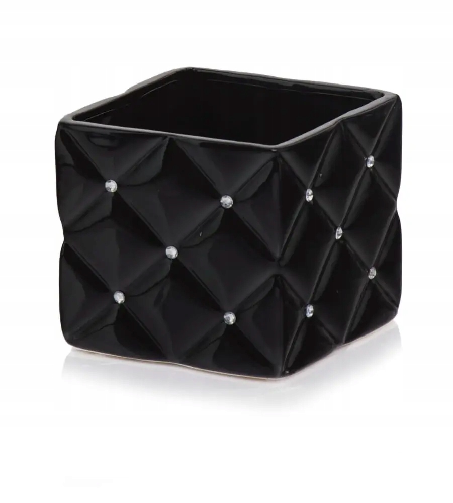 

Czarna Ceramiczna Osłonka Glamour Kwadrat 14x13 cm