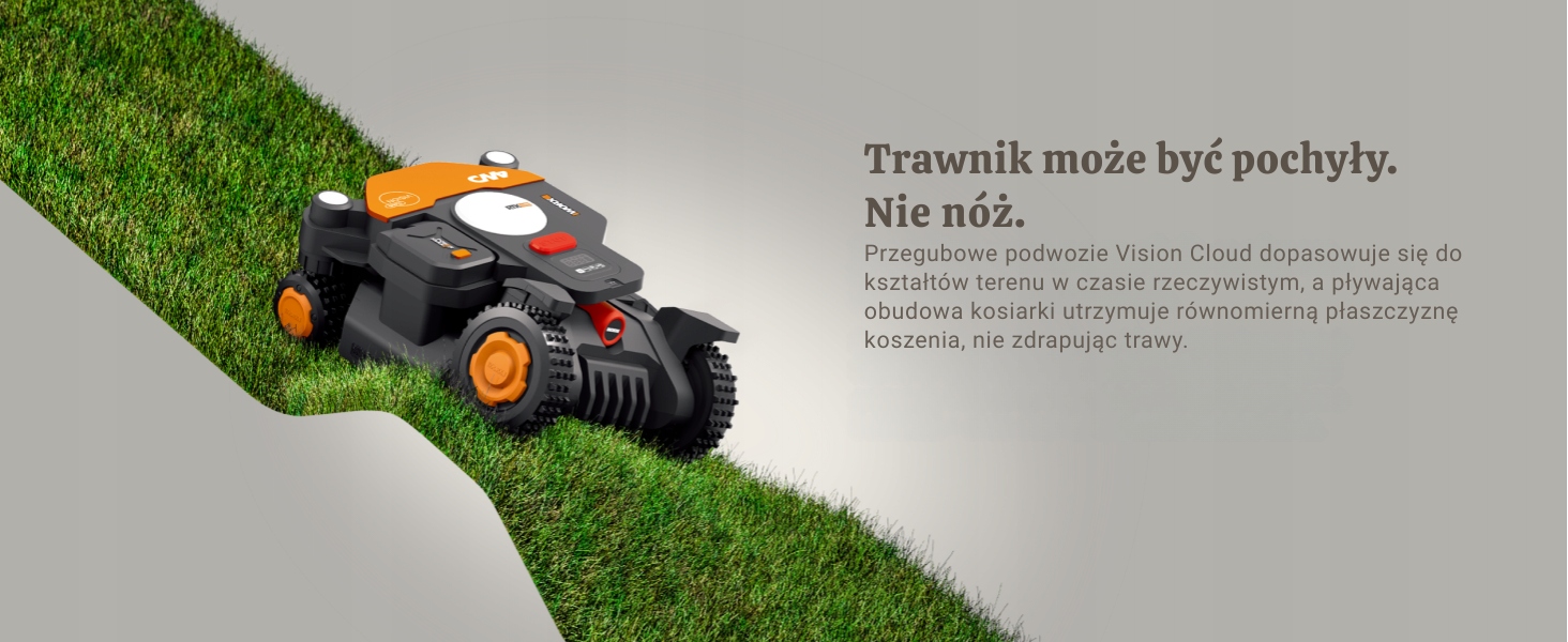WORX ROBOT KOSZĄCY VISION CLOUD WR340E do 600 m² stereo kamera, RTK Szerokość koszenia 20 cm