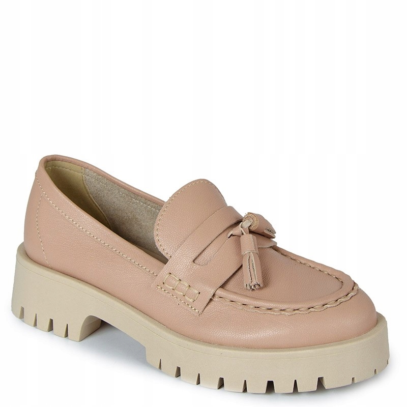 Chebello 2821 Pudrové Kožené Mokasíny 38