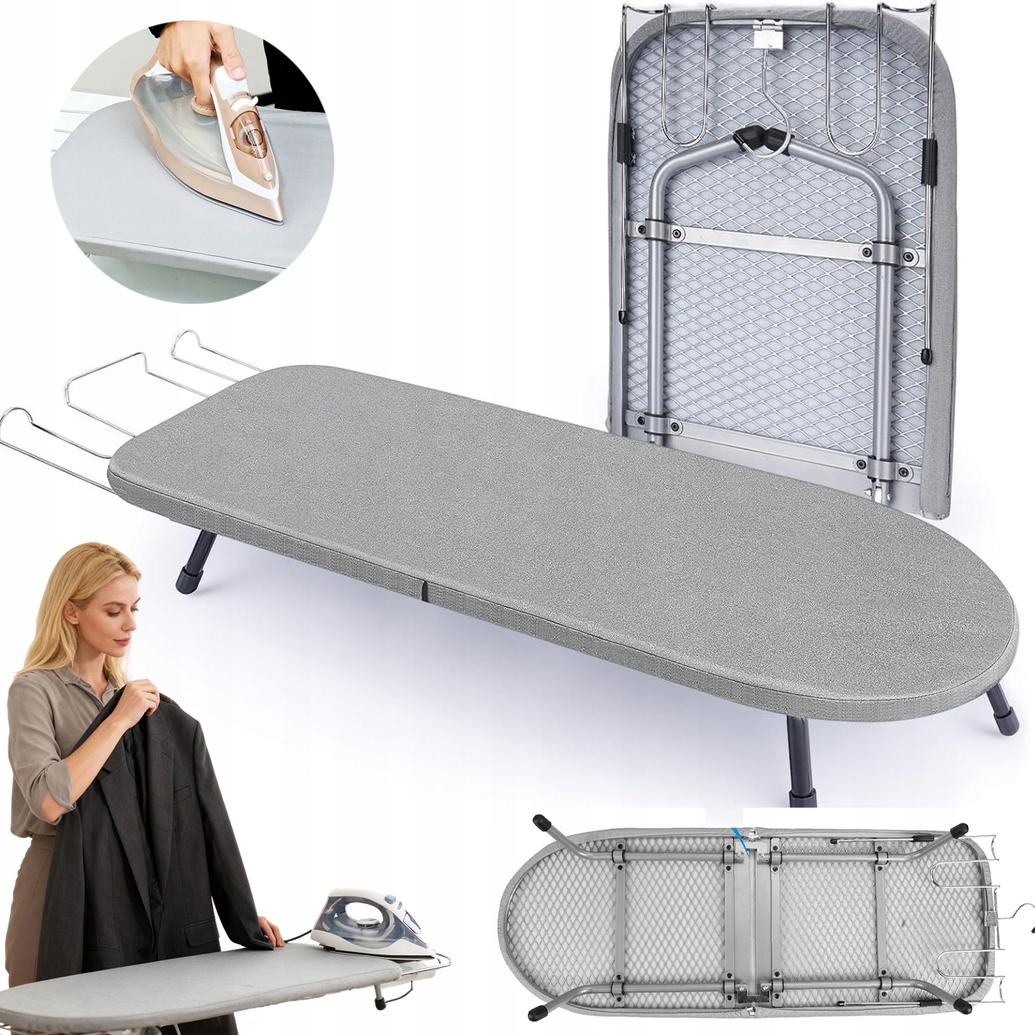 Levně Skládací Žehlicí Prkno 83X31 CM Kovová Síťka Pro Kolej Stabilní