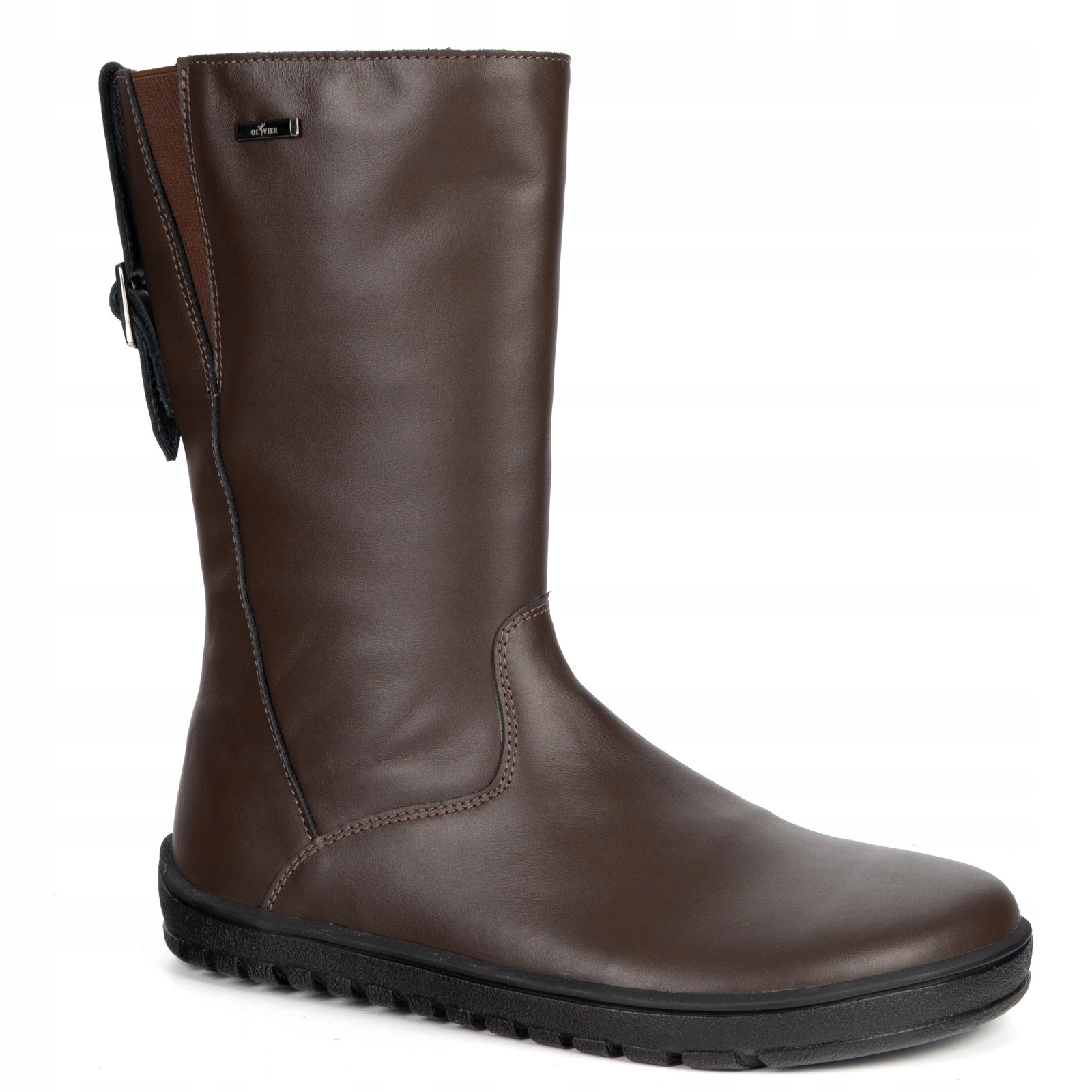 Dámské kozačky barefoot Vivian kožené do poloviny lýtka hnědé lícové 36