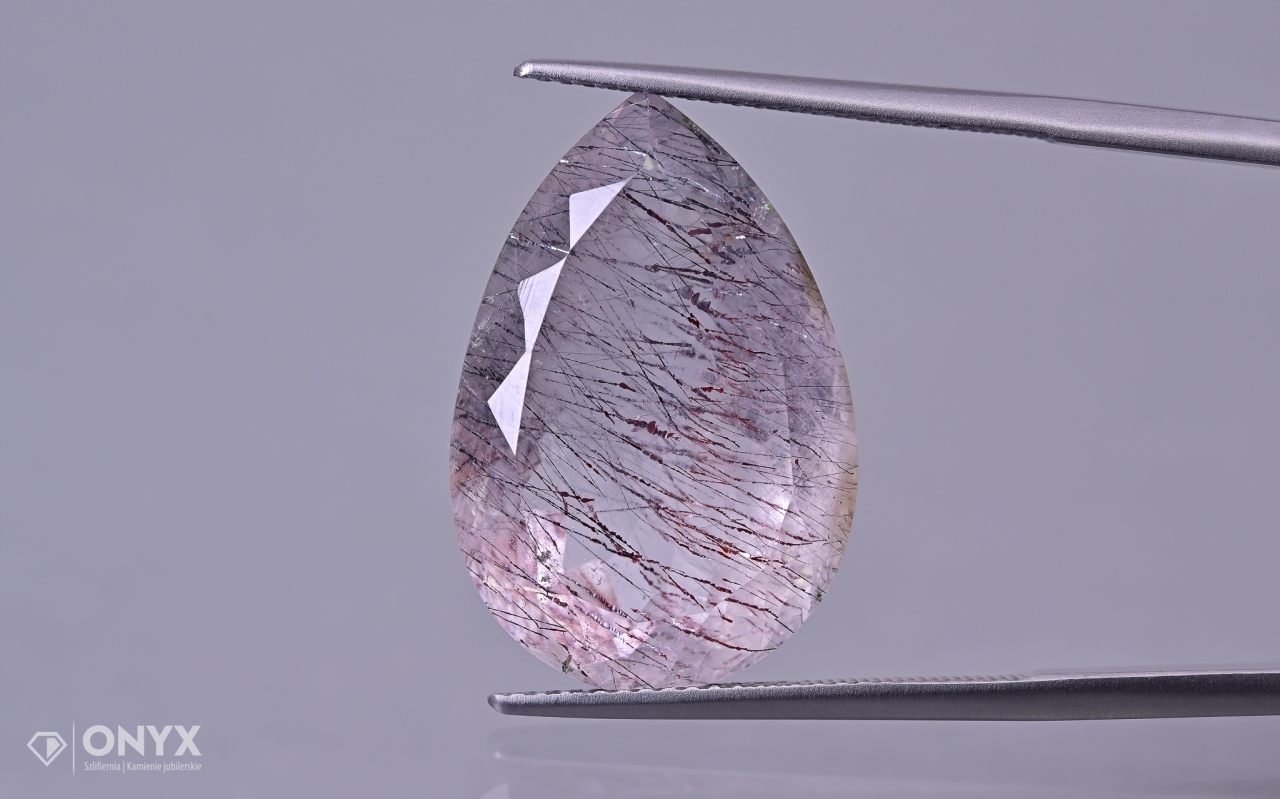 Jahodový křemen fasetovaný slza 22,5x15 mm