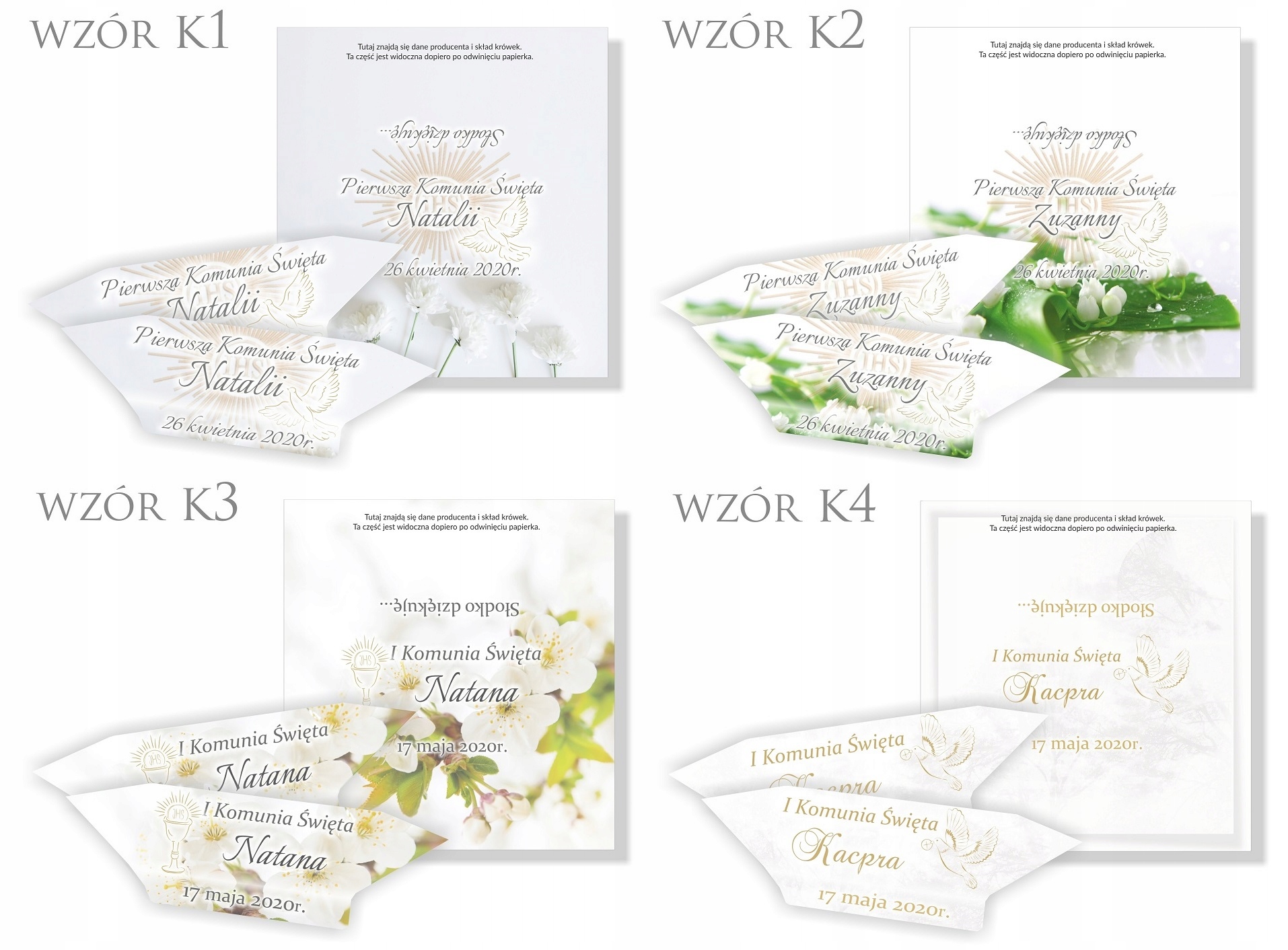 Krówki personalizowane podziękowanie na komunię 3 kg Marka inna