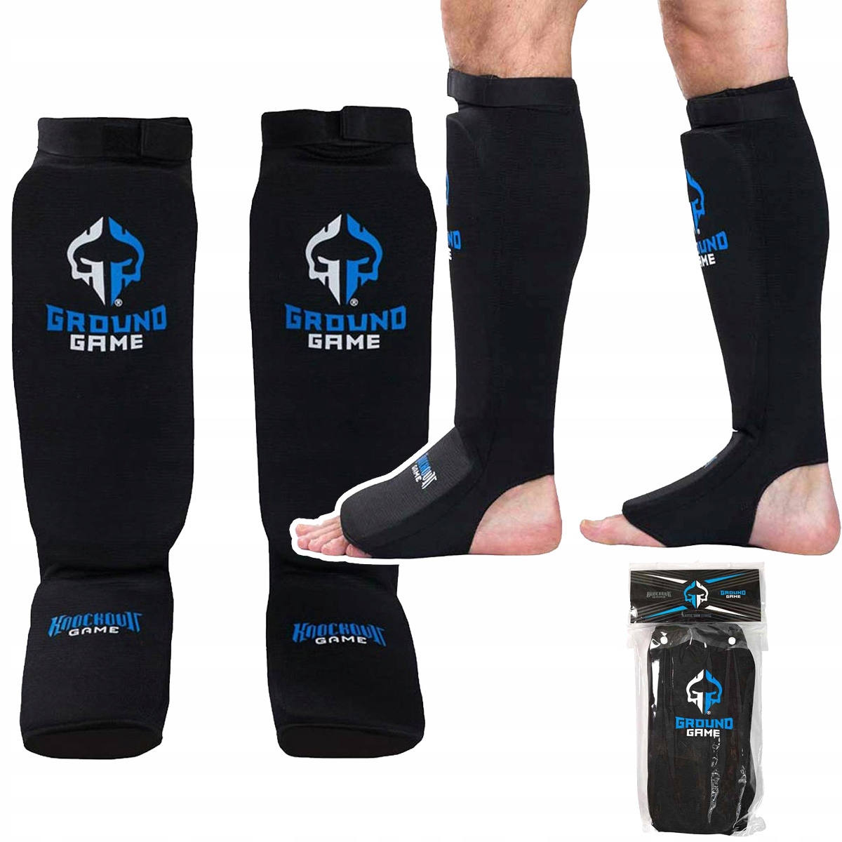 Elastyczne ochraniacze piszczeli Ground Game Knockout Czarne r. XL