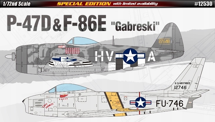 Academy 12530 P-47D & F-86E Gabreski Polský As 34 vítězství 1:72