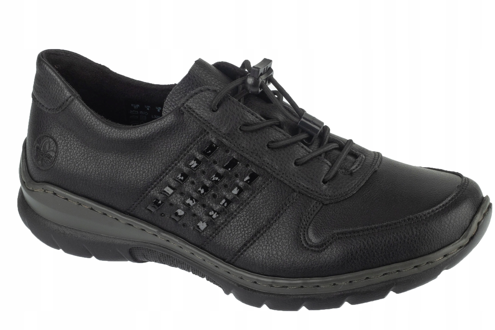 Rieker Shoes [39] Dámské kožené polobotky, černá barva