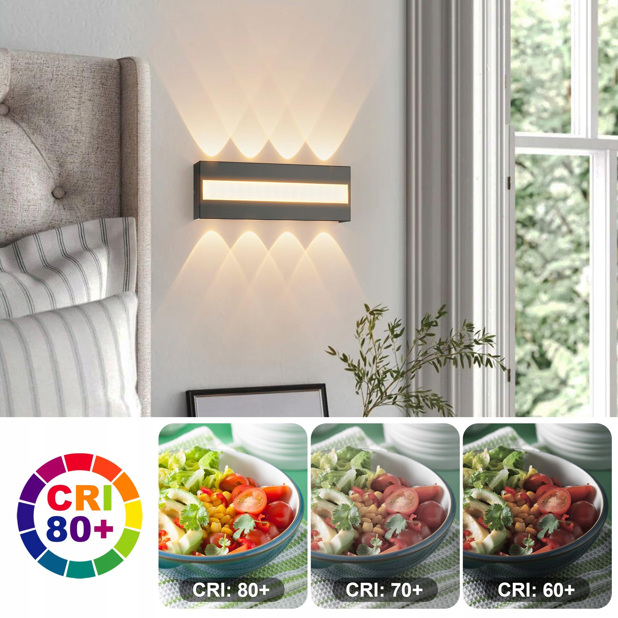 Lampa Ścienna LED Zewnętrzna Wodoodporna Ciepła Biała IP65 3000K SUZNIU — miniatura 4
