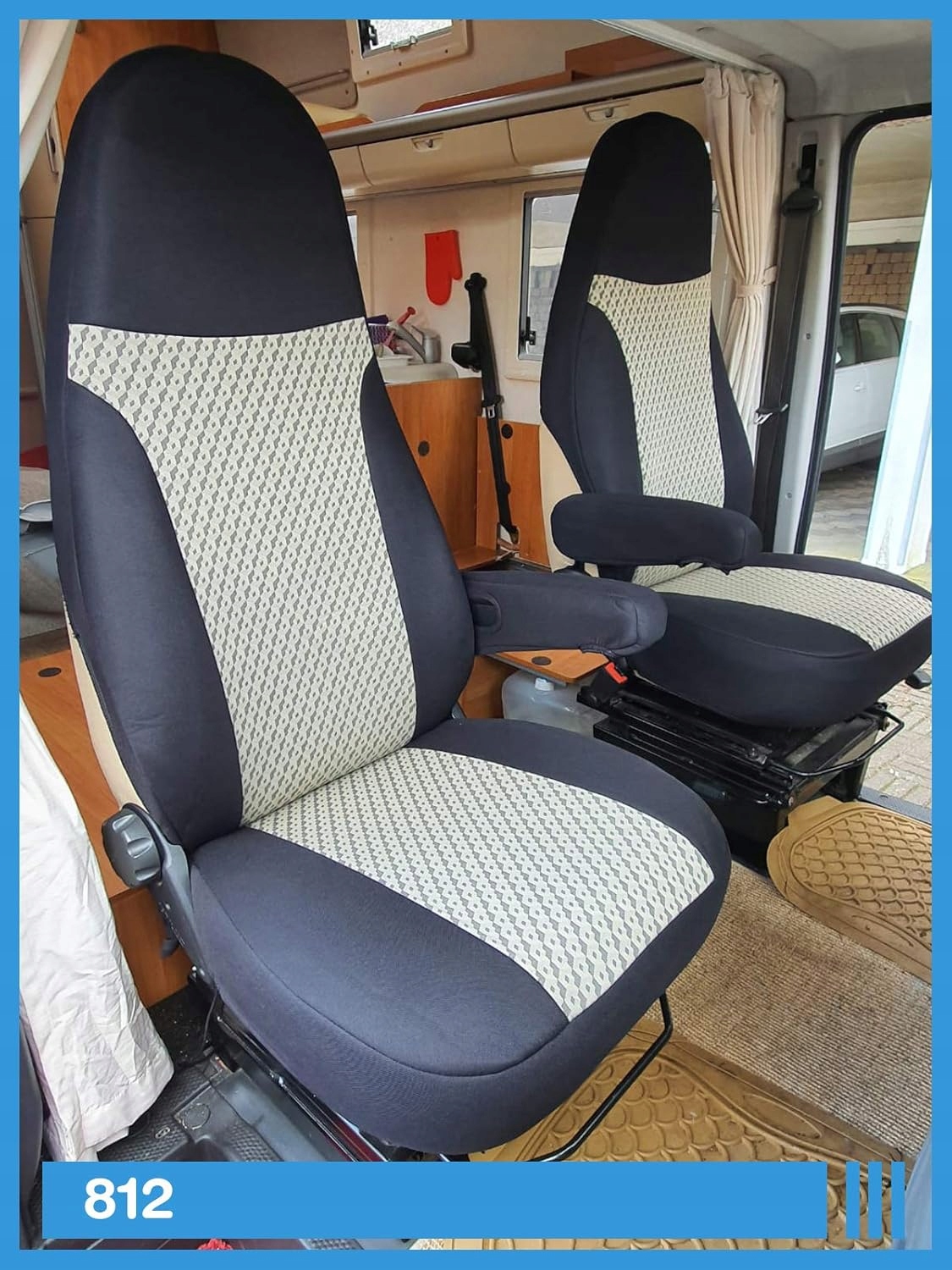Poťahy Bremer 812 čierne béžové pre karavan a spolujazdca