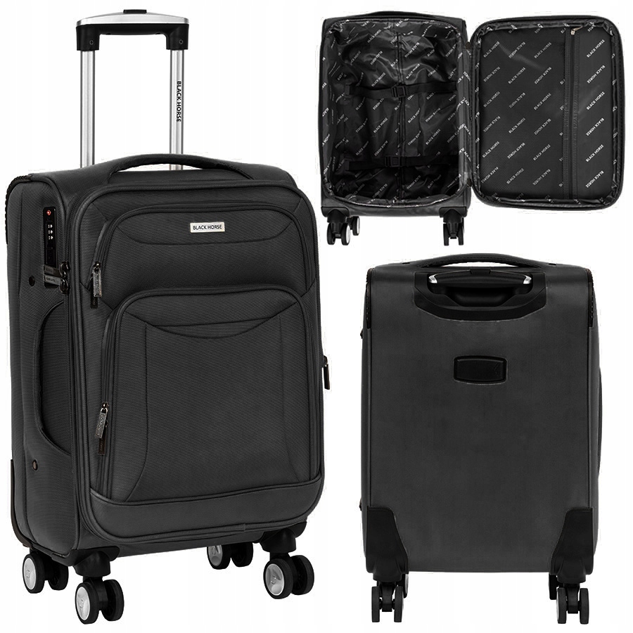 Walizka Mała Bagaż Podręczny Bagaż Torba Black Horse Czarna