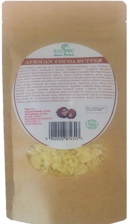 

Naturalne Masło Kakaowe 100% Certyfikaty Eko 50g